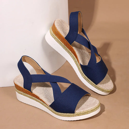 【🎈¡Novedad para el verano! Mitad de precio por tiempo limitado】Zapatos de tela hechos a mano, sandalias de tacón súper cómodas.