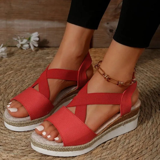 【🎈¡Novedad para el verano! Mitad de precio por tiempo limitado】Zapatos de tela hechos a mano, sandalias de tacón súper cómodas.
